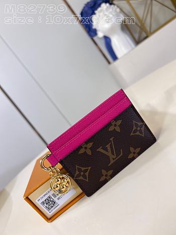 	 Colestore Louis Vuitton Charms Card Wallet Monogram Dark Pink M82739
