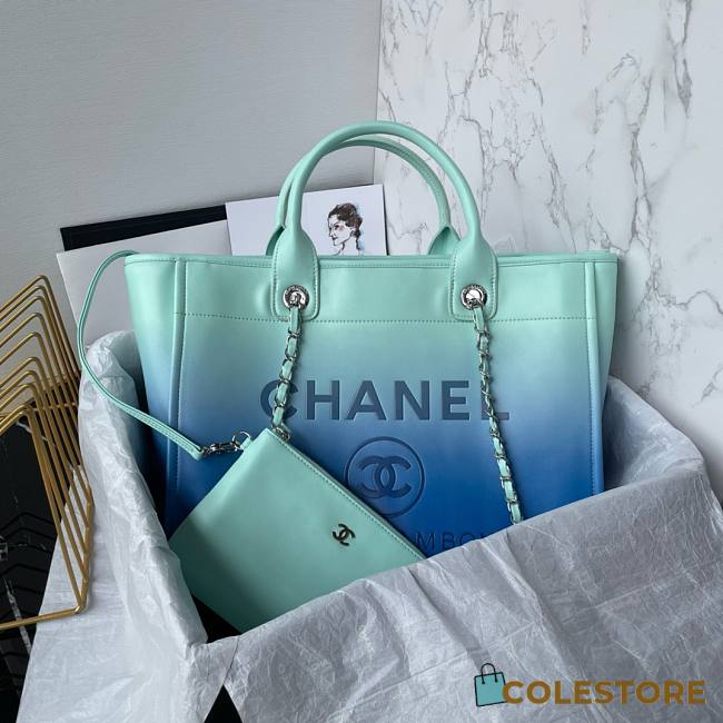 	 Colestore Chanel Large Shopping Bag Green 34cm - 1