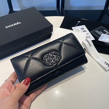 	 Coletsore Chanel Wallet Lambskin Black Silver Hardware Size 19.5*12.5cm
