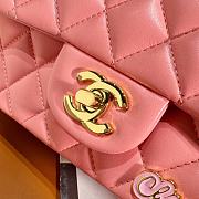 Colestore Chanel Classic Lambskin, Enamel & Gold-Tone Metal Coral Pink 20CM - 4