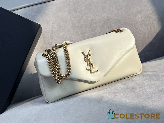 Colestore YSL Calypso In Plunged Lambskin White 26×14×7cm - 1