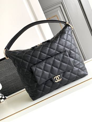 Colestore Maxi Size Hobo Bag Calfskin and Gold-Tone Metal Black
