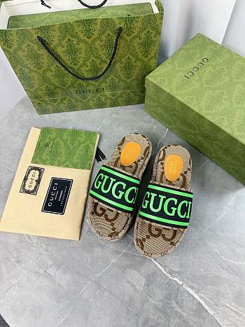 Colestore Gucci Women's Platform Slide Sandal Green
