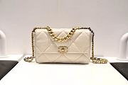Colestore Chanel 19 Flap Bag In White Gold Hardware size 26x17x8cm - 1