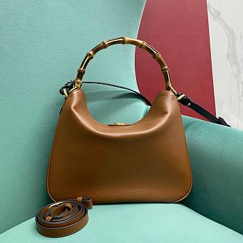 Colestore GG Diana Small Brown Leather Shoulder Bag 30×8.5×26