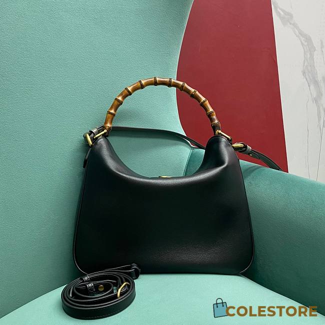 	 Colestore GG Diana Small Black Leather Shoulder Bag 30×8.5×26 - 1