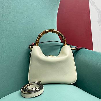 	 Colestore GG Diana Small White Leather Shoulder Bag 30×8.5×26