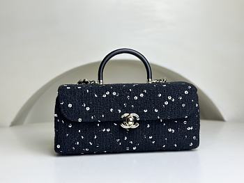Colestore Chanel Box bag, Tweed, sequins & gold-tone metal, black & white