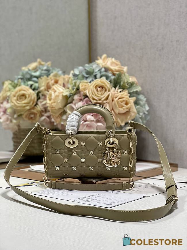 Colestore Dior Djoy Grey  Cannage Lambskin with Gold-Finish Butterfly - 1