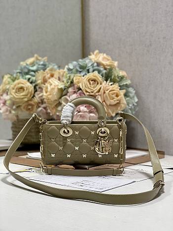 Colestore Dior Djoy Grey  Cannage Lambskin with Gold-Finish Butterfly