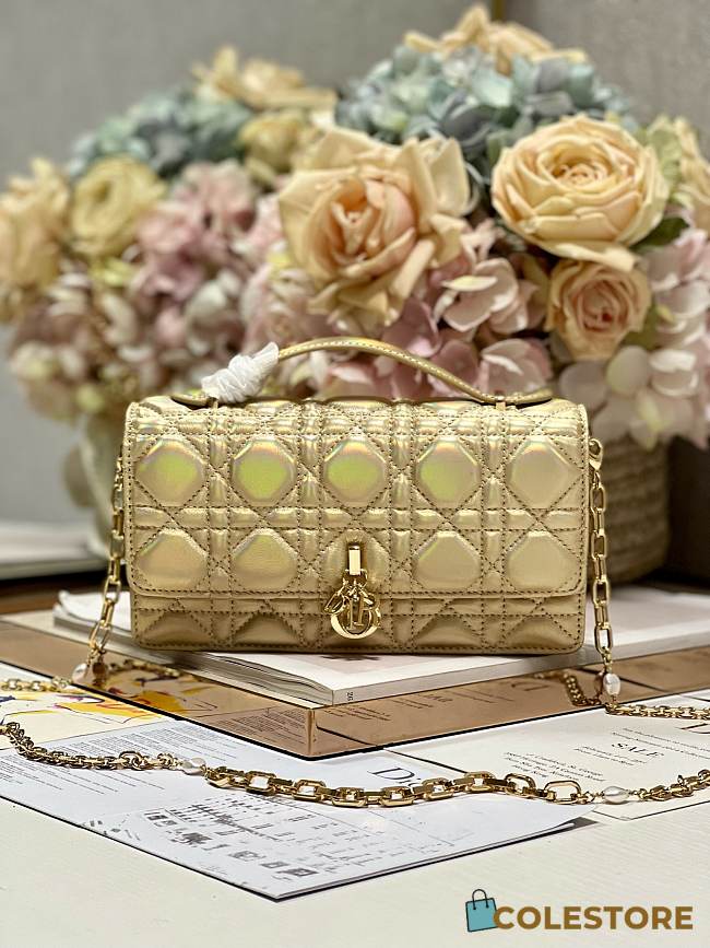 Colestore Miss Dior Chain Pouch Gold Cannage Lambskin 21 x 11.5 x 4.5cm - 1