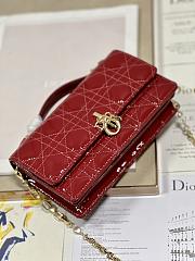 	 Colestore Miss Dior Chain Pouch Red Patent  Cannage Lambskin 21 x 11.5 x 4.5cm - 2