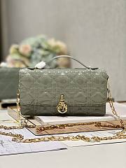 	 Colestore Miss Dior Chain Pouch Grey Patent Cannage Lambskin 21 x 11.5 x 4.5cm - 1