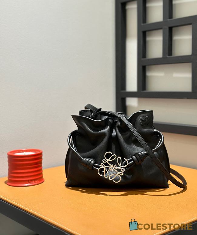 	 Colestore Mini Flamenco Clutch In Nappa Calfskin Black Size 24*18*9cm - 1