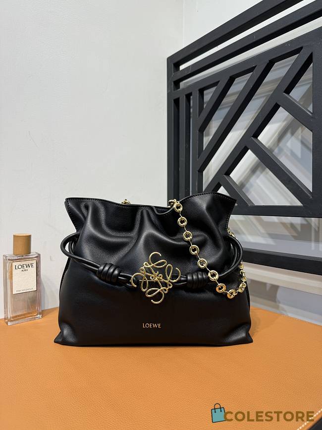 	 Colestore Medium Flamenco Clutch In Nappa Calfskin Black Size 30*24.5*10cm - 1