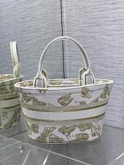 Colestore Dior Hat Basket Bag White and Gold-tone Gradient Butterflies Embroidery - 5
