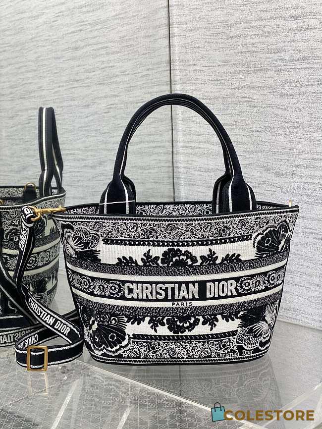 	 Colestore Dior Hat Basket Bag White and Black 27*20*8cm - 1