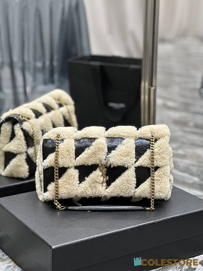 	 Colestore Jamie In Suede And Shearling Patchwork Black 25×15×7.5cm - 1