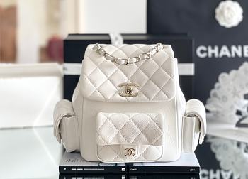 	 Colestore Chanel Duma Cargo Backpack White Caviar Leather Size 21.5x19.5x12cm