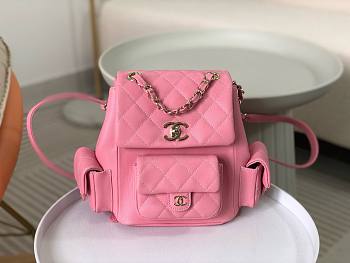 Colestore Chanel Duma Cargo Backpack Pink Caviar Leather Size 21.5x19.5x12cm