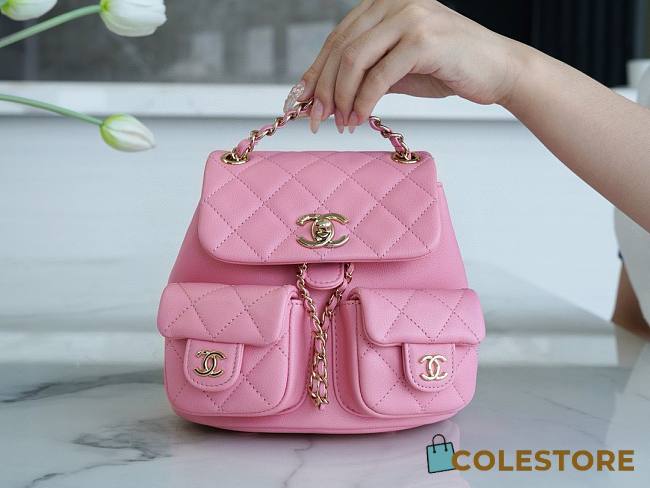 Colestore Chanel Backpack Duma Pink Mini Size 16.5x17.6x20cm - 1