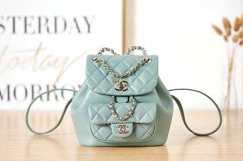 Colestore Chanel Backpack Duma Blue Lambskin Mini Size 18 × 18 × 12 cm