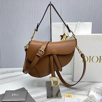 Colestore Dior Saddle Bag Brown Leather with strap 25.5*20*6.5