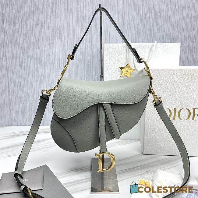 	 Colestore Dior Saddle Bag Grey Leather with strap 25.5*20*6.5 - 1