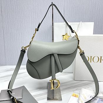 	 Colestore Dior Saddle Bag Grey Leather with strap 25.5*20*6.5
