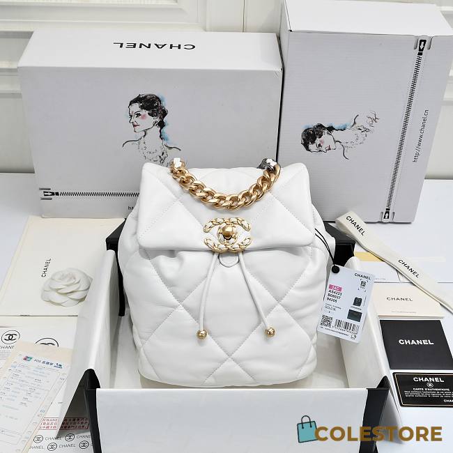 	 Colestore Chanel 24C Backpack White Size 26x22x16cm - 1