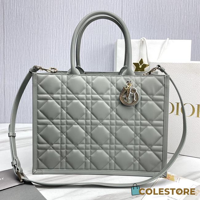 	 Colestore Large Dior Book Tote Grey Calfskin 36.5 x28 x17.5cm - 1