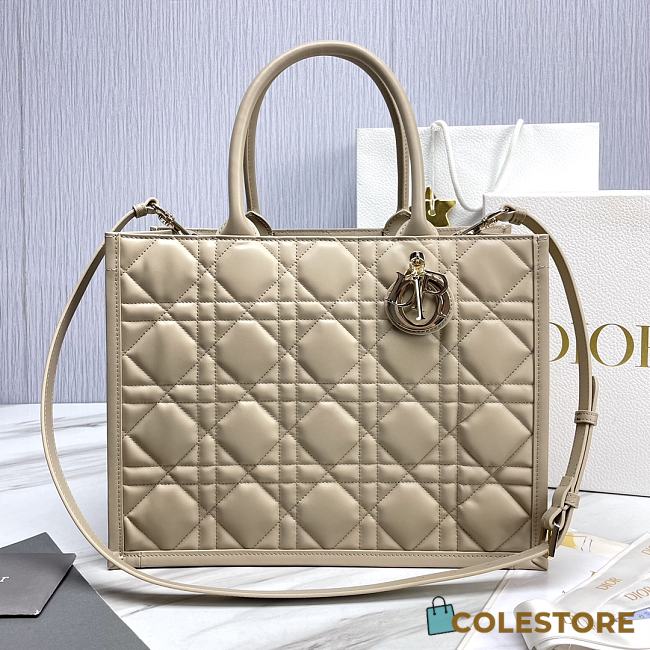 	 Colestore Large Dior Book Tote Beige Calfskin 36.5 x28 x17.5cm - 1