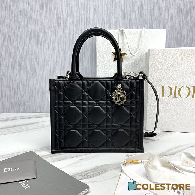 	 Colestore Small Dior Book Tote Black Calfskin 26.5 x21 x14cm - 1