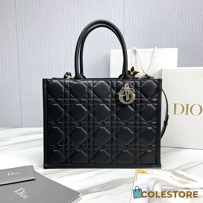 	 Colestore Large Dior Book Tote Black Calfskin 36.5 x28 x17.5cm - 1