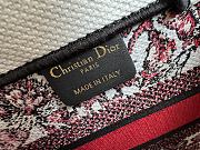 	 Colestore Small Dior Book Tote White and Red Embroidery 26.5 x21 x14cm - 3