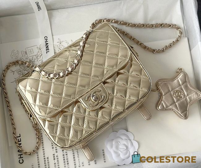 Colestore Chanel Backpack Gold 23.5x18.5x8.5cm - 1