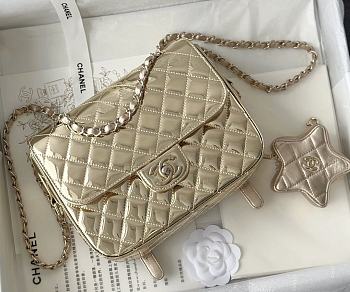 Colestore Chanel Backpack Gold 23.5x18.5x8.5cm