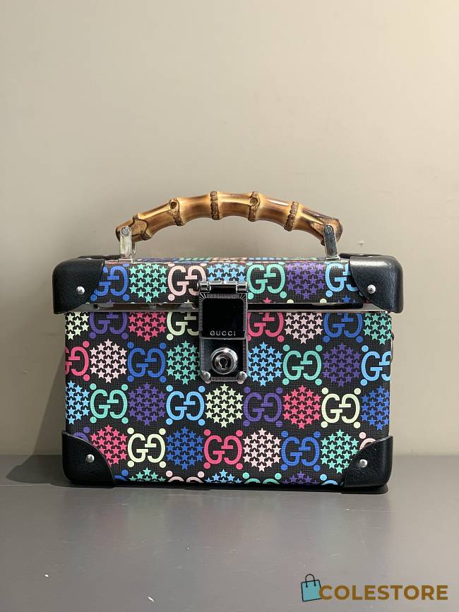 GUCCI New Monogram GG Globe Trotter Bamboo Vanity Case Bag - 1