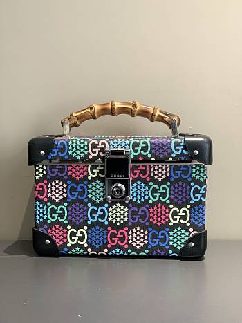 GUCCI New Monogram GG Globe Trotter Bamboo Vanity Case Bag