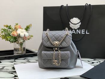Colestore Chanel Backpack Duma Grey Lambskin Mini Size 18 × 18 × 12 cm
