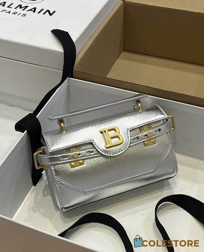 Colestore Balmain Smooth Leather B-Buzz 24 Silver Bag 19*12*7.5 - 1