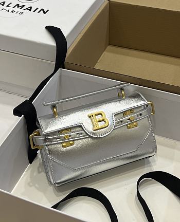 Colestore Balmain Smooth Leather B-Buzz 24 Silver Bag 19*12*7.5