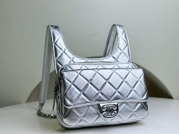 Colestore Chanel Metallic Lambskin & Silver-Tone Metal Silver