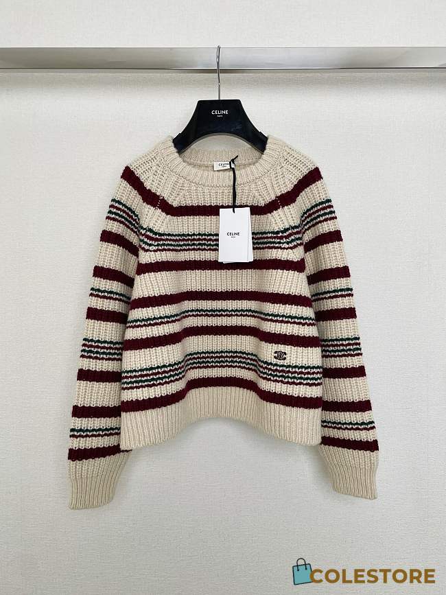 	 Colestore Celine Sweater White And Red - 1