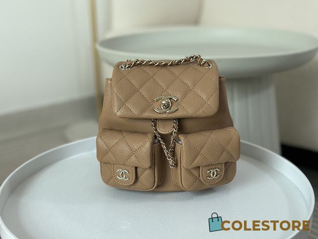 	 Colestore Chanel Backpack Duma Brown Mini Size 16.5x17.6x20cm - 1