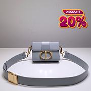 	 Colestore Dior 30 Montaigne Shiny Crinkled Lambskin Box Bag Grey 17.5*11.5*5cm - 1