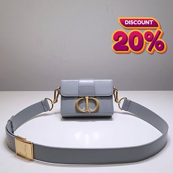 	 Colestore Dior 30 Montaigne Shiny Crinkled Lambskin Box Bag Grey 17.5*11.5*5cm