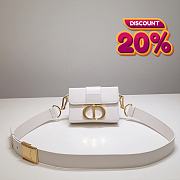 	 Colestore Dior 30 Montaigne Shiny Crinkled Lambskin Box Bag White 17.5*11.5*5cm - 1