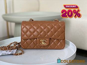 Colestore Chanel Classic Flap Bag Brown Gold Hardware Size 20cm