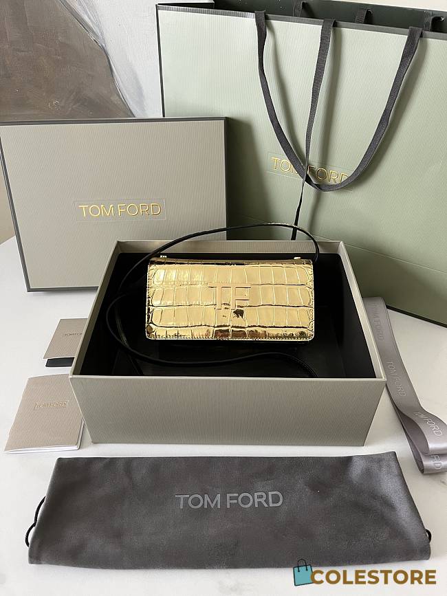 	 Colestore Tom Ford Mini Croco Gold Bag 18*9*3cm - 1